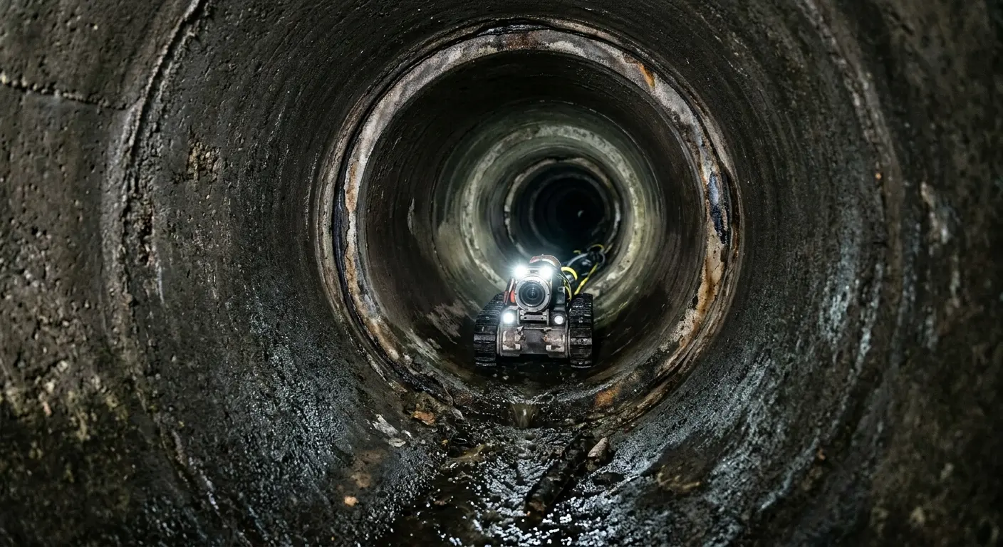 Robotic sewer camera inspecting pipe interior for Sewer Line Cleaning in Victoria